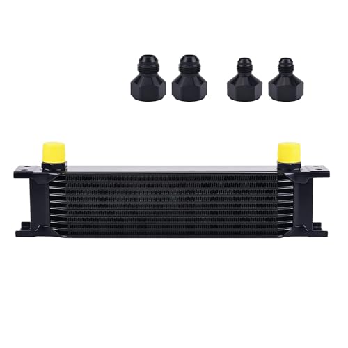 EVIL ENERGY 10 Row Oil Cooler 10AN Stacked Plate Transmission Engine Cooler Universal British Radiator Aluminium Black