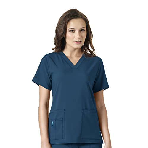 Carhartt Women's Cross-Flex Media Scrub Top, Caribbean, Large