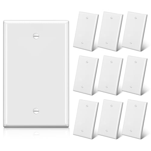 BESTTEN 10 Pack 1-Gang No Device Blank Wall Plate, UL Listed, Standard Size, H4.53” x W2.76”, Unbreakable Polycarbonate Thermoplastic Outlet Cover, White
