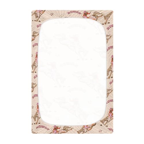 Image of Cowgirl Western Vintage Crib Sheets Soft Breathable Fitted Baby Crib Sheets Mattress Cover for Girl Boys, 52 inch x 28 inch x 9 inch