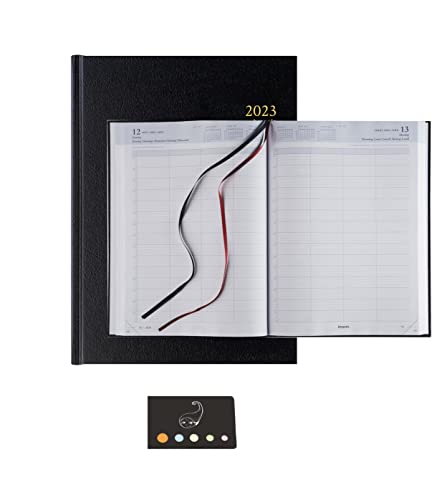 Lot Agenda Bremax 1 Civil 2023 1 Jour par Page 4 Utilisateurs par Jour A4 + Index Adhésif Blumie (Noir) Cover