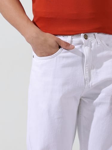 Image of The Indian Garage Co Men Vintage Straight Fit Solid Mid-Rise Jeans