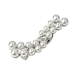 服に穴をあけない パールマグネットブローチ（カーブ）シンプルデザイン (シルバー)