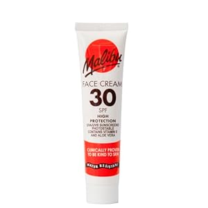 Malibu Sun SPF 30 Face Cream, High Protection, Vitamin Enriched, Water Resistant, 40ml