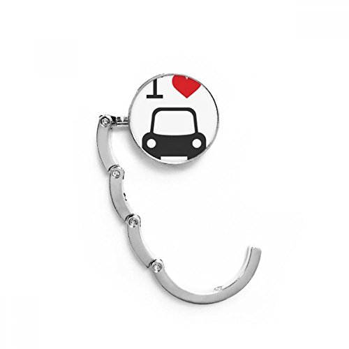 Colgador de bolso plegable para mesa con estampado de coche rojo y corazón decorativo