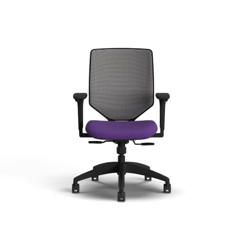 Image of HON Solve Office Chair, Ergonomic Office Chair Mesh Back Support, Adjustable Lumbar Support, Height Adjustable Arms, Black Frame, Iris