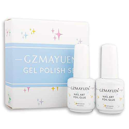 Pegamento para Foil Uñas 2PCS Adhesivo para Transferencia de Uñas 15ML Gel de Transferencia para...