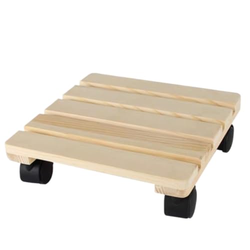 Carrito Móvil Para Macetas Bandeja For Macetas Con Ruedas Universales Cuadradas De Madera Gruesa, Base Móvil, Estante For Exteriores For Balcón Y Aire Libre Para Jardín Patio Sala De Estar(Yellow,35cm