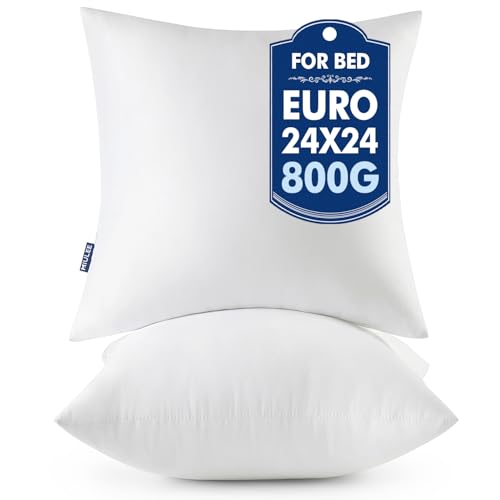 MIULEE 24x24 Euro Pillow Inserts 2 Pack Throw Pillows for Couch Bed