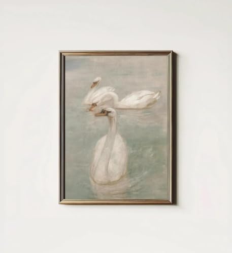 Tableau sur toile cygnes vintage Baibexing 60x90cm pour décoration de ferme chic