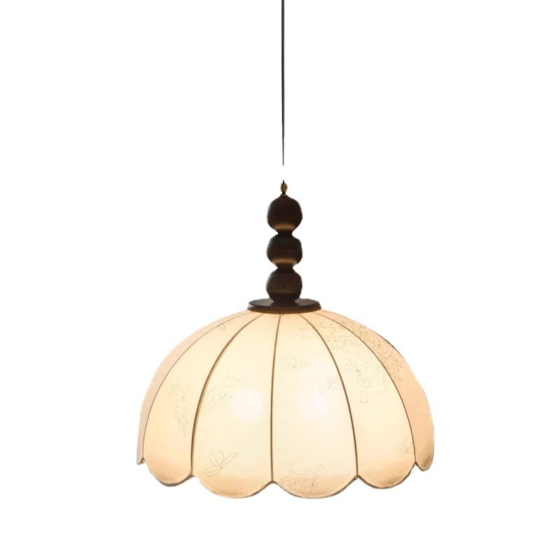 Lampe suspendue rétro française en bois avec éclairage 3 couleurs et douille E27