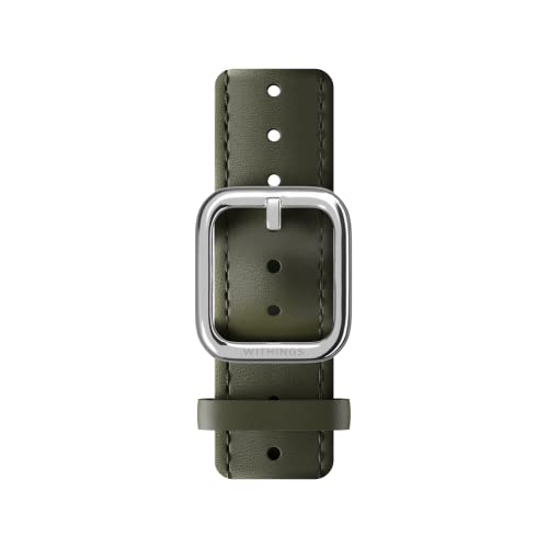 Withings Leather Wristbands for ScanWatch, Khaki Green & Silver, 18mm