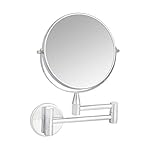 Amazon Basics Wall Mount Round Vanity Mirror, 1X/5X Magnification, Chrome, 12.8"L x 10"W - Image 2