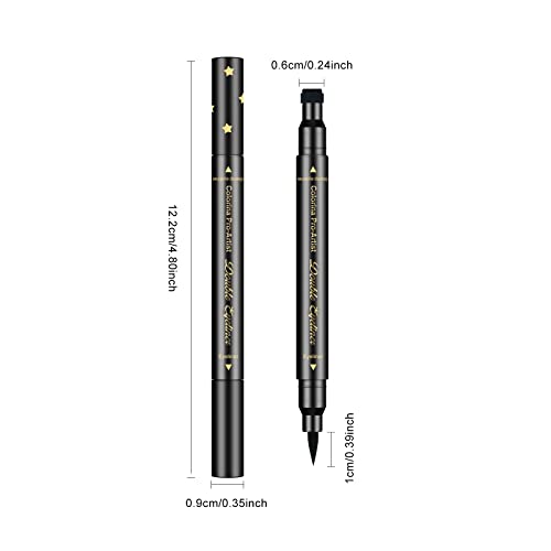 Ownest 6 Pcs Liquid Eyeliner Set,Double-Side Eyeliner Stamp Pen Eyeliner Tattoo Tool Waterproof Smudge-proof Eyeliner Stamp Makeup-Smiley, Triangle,Heart,Star,Moon,Flower