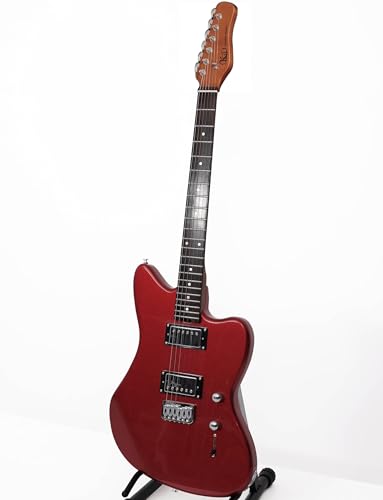 KGD Jazzmaster - Guitarra eléctrica de caoba de cuerpo sólido, cuello de arce tostado y diapasón de...