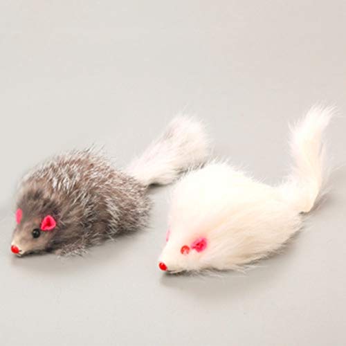 1pc 18cm Animal DoméStico del Gato Juguetes para Gatos De Pelo Largo Real Plumas De Cola De Los Ratones De Gato Y De Perro De Juguete Conejo, Color Al Azar