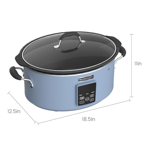 Image of HOMECOOKIN Slow Cooker, Extra Large 10 Quart Programmable Slow Cookers, Dishwasher Safe Glass Lid & Crock, Kitchen Appliance for Families and Gatherings, Blue