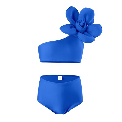 Toddler Girls Two Piece Swimsuits Baby Cute Solid Bathing Suit Fashion Big Flower Crop Tops Shorts Tankini Set Beach Outfit