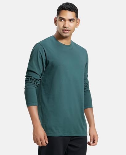 Image of Jockey AM95 Men's Super Combed Cotton Rich Solid Round Neck Full Sleeve T-Shirt