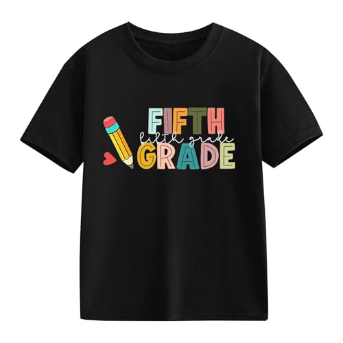 Kid Girls First Day of School Shirt Fifth Grade Tshirt Back to School Tees Tops Round Neck Summer Casual Clothes2