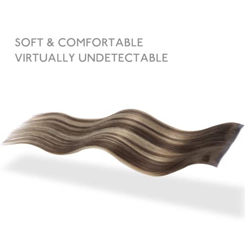 Image of WENNALIFE Invisible Edge Seamless Clip in Hair Extensions Real Human Hair