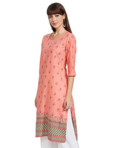 Image of Rangriti Coral Cotton Straight Kurta for Women