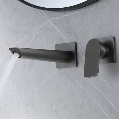 Robinet de lavabo de salle de bain encastré à montage mural en laiton blanc 2 trous