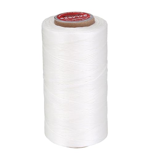 Hilo encerado plano para cuero, 200 m, poliéster, blanco miniatura 1