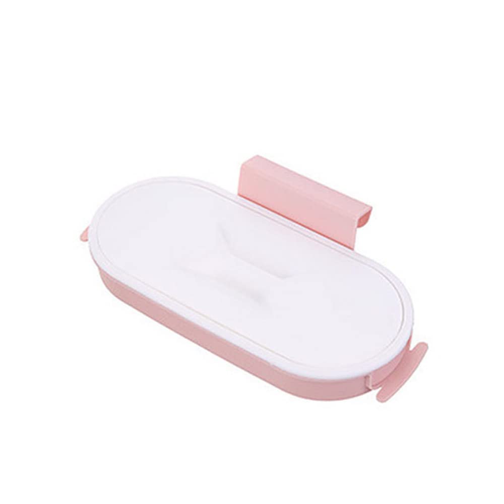 Hanging Trash Can Folded Cabinet Door Trash Bag Holder Kitchen Waste Bins, Rubbish Rack Portable Organizer Trash Bag Holder with Lid(1PCS Pink)