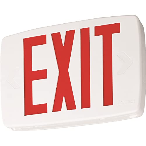 Image of Lithonia Lighting Quantum LED Emergency Exit Sign, Thermoplastic Exit Only Sign with Stencil-Faced White Housing and Red Letters (LQM S W 3 R 120 /277 M6)