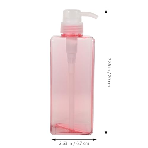 Empty Plastic Square Bottles Shampoo Dispenser, 2Pack 650ML Refillable Shampoo and Conditioner Bottles Body Wash Dispenser for Shower Soap, Empty Plastic Pump (Pink)3