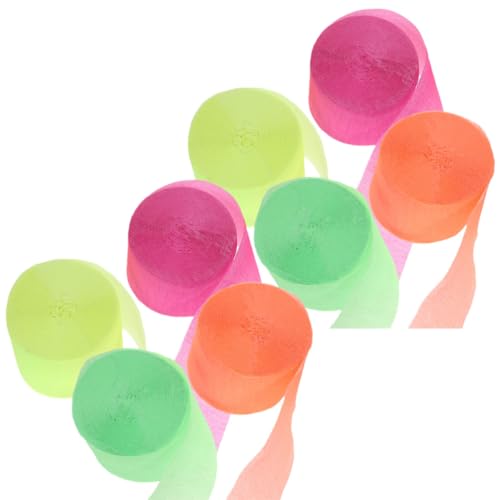 TOYANDONA Serpentins en Papier Crépon Lot de 8 Franges Fluorescentes pour Décoration de Table Anniversaire et Fête en Intérieur