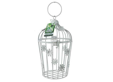 Cage à oiseaux décorative avec pot de fleurs à suspendre Papillon et étiquette