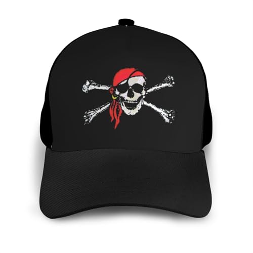 Jolly Roger Pirate Flag Bonnets Curved Brim Mesh Baseball Cap Casual Sun Hat Unisex3