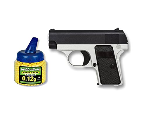 Outletdelocio. Pistola Airsoft Mini G1, Metalica. Calibre 6mm. + Funda Portabalines + Biberon 1000 Bolas. 50980/21993/23054