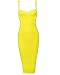 Whoinshop Women's Rayon Strap Celebrity Midi Evening Party Bandage Dress (XL, Yellow)
