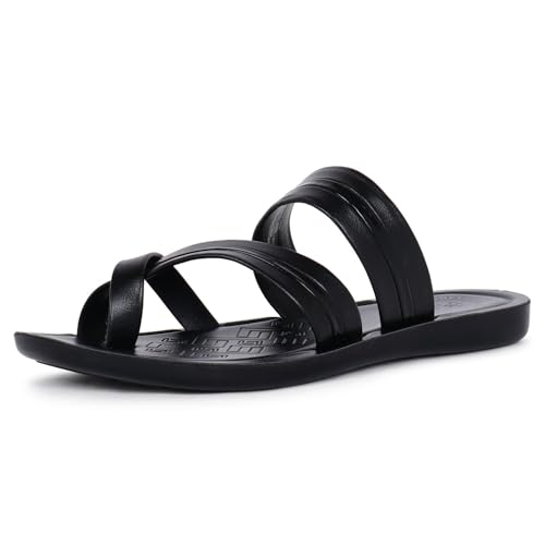 Image of FLITE PUG-176 Men's Slippers Black Tan | Lightweight EVA Sole Anti-Skid Flip Flops | Comfortable Casual Chappal for Men Indoor Outdoor