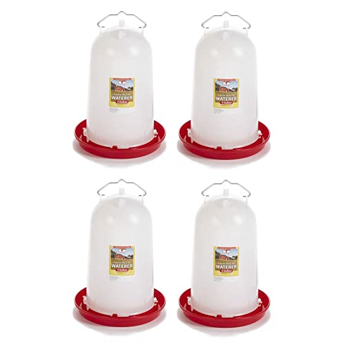 Little Giant Extra Large 3-Gallon Capacity Heavy-Duty Plastic Gravity Fed Poultry Waterer System (4 Pack)