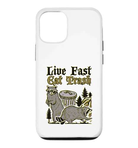 "Live Fast Eat Trash" Lowbrow Funny Trashpanda ���N�[�� �X�}�z�P�[�X iPhone 12/12 Pro �p