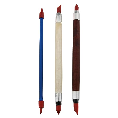 RLECS 3pcs Clay Shaping Brushes Double Head Clay Color Rubber Tip Shapers Clay Pen Shaping Sculpting Tool for Nail Art, Carving, Pottery, Drawing, Blending