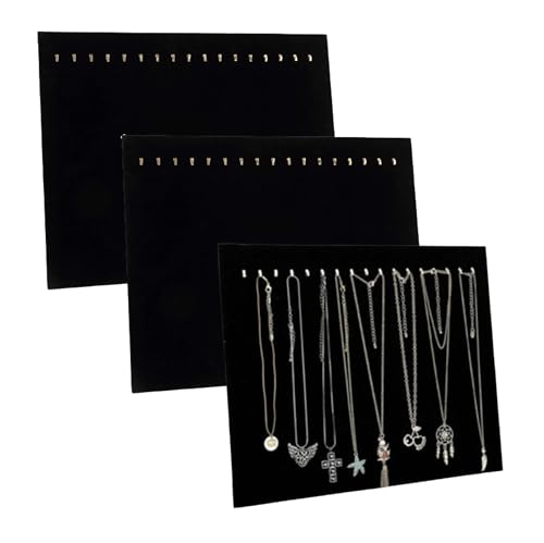 Pack of 3 Necklace Chain Holder, Black Velvet Necklace Display