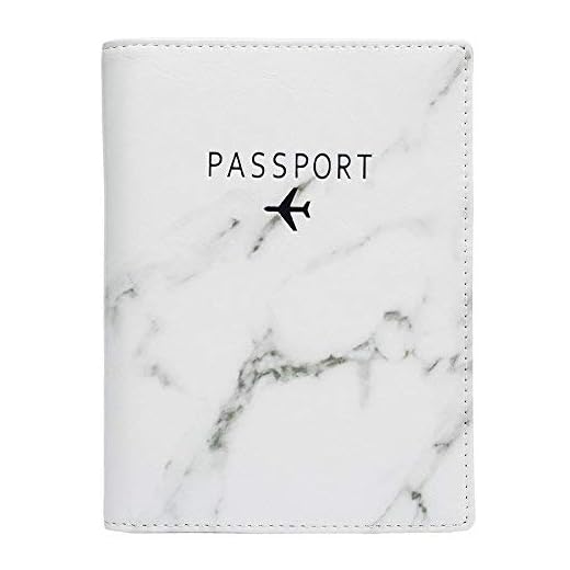 Leotruny Passport Holder Cover Waterproof Rfid Blocking Travel Wallet Case (White Marble)
