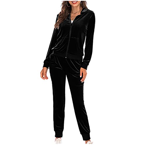 NUSGEAR 2023 Chandal Mujer Completo otoño invierno 2pc Patchwork Deportivo Tracksuit Terciopelo chaqueta con capucha y pantalones Sudaderas Cremallera Conjunto Traje Moda Casual Jogging Chándal
