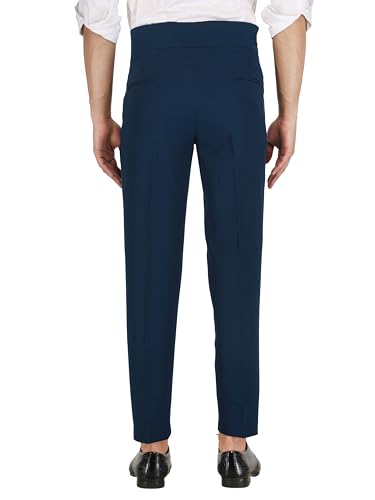 Image of MALENO Tapered Stretchable Poly Lycra Double Pleated Broad Waist Band Gurkha Pants for Men | Korean Fashion Dress Pant for Men