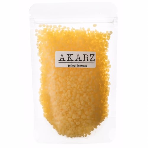 AKARZ 1000g Cera de cera de abeja amarilla, natural y pura, la mejor opción para velas hechas a mano y proyectos de jabón, paquete económico para fabricantes de velas profesionales