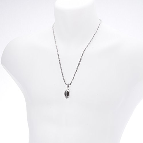 Men's Silver-Tone Football Pendant With 20" Rope Chain HC 1120 S4