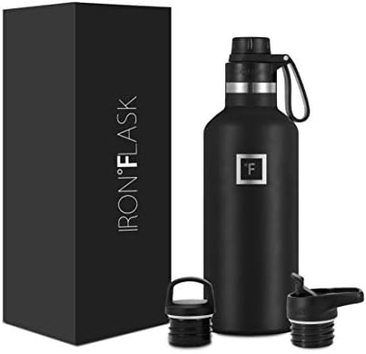 IRON °FLASK Sports Water Bottle - 32 oz, 3 Lids (Straw Lid) - Leak Proof, Durable Double Walled Stainless Steel - Gym Bottles for Men, Women & Kids - Insulated Thermos, Hot & Cold Hiking Canteen