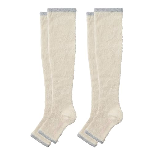 [グンゼ] 着圧ソックス 〈2足組〉UCHI-COLLE/ウチコレ ふわふわ生地素材 トゥレスハイソックス newオフホワイトのサムネイル