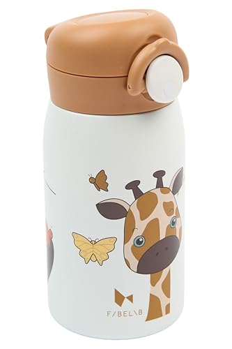 Fabelab Trinkflasche Kinder 320 ml | Kinder Trinkflaschen Giraffe | Edelstahl Bpa Frei | Schule Auslaufsicher | Wasserflasche