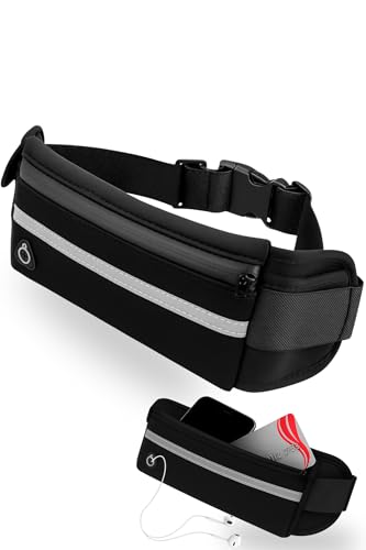 Pochete Preta Corrida Academia Caminhada Ciclismo Fitness Unissex Impermeável e Ajustável - Bolsa de Cintura para Viagem Porta Dinheiro Cartão Celular - Leve Discreta e Resistente - Qualidade Premium